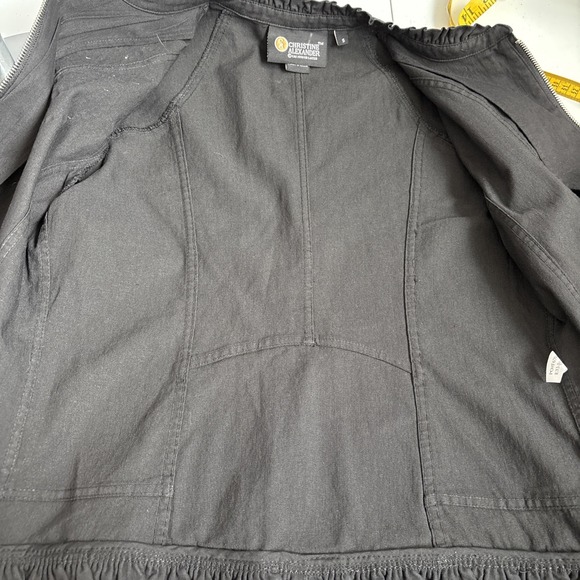 Christine Alexander Women's S Black Studded Rhinestone‎ Ruffle Full Zip Jacket - Picture 8 of 16